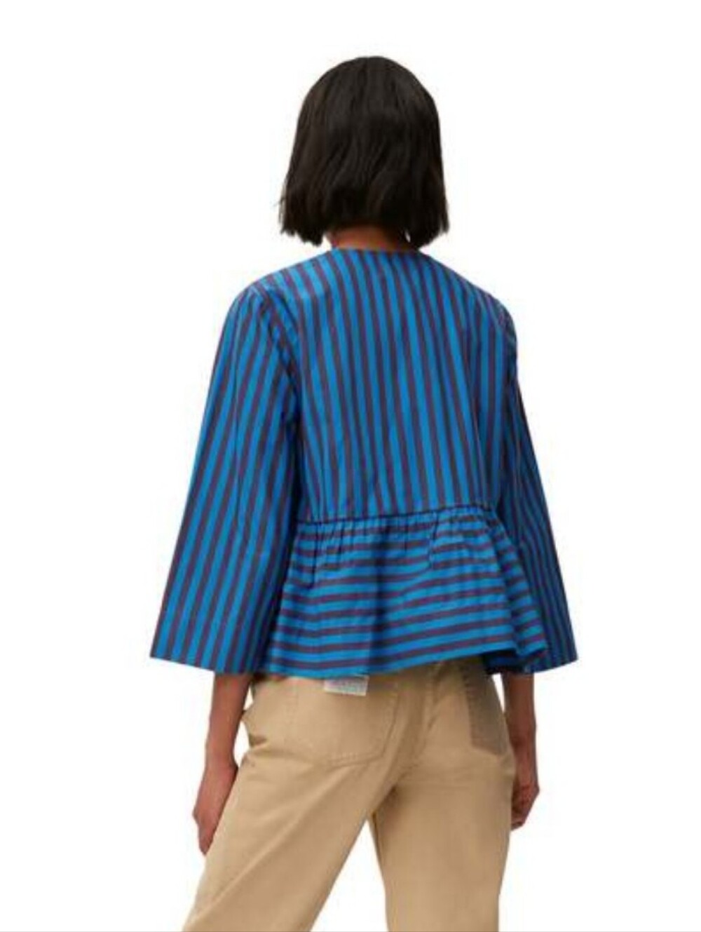GANNI STRIPED PEPLUM BLOUSE - Picture 2 of 7